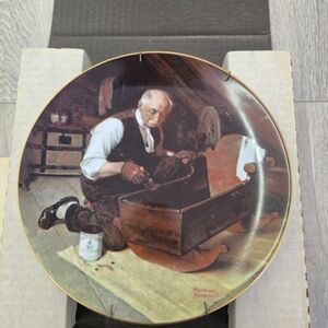 Norman Rockwell Wall Decor Plate with Brown and Gold Accents